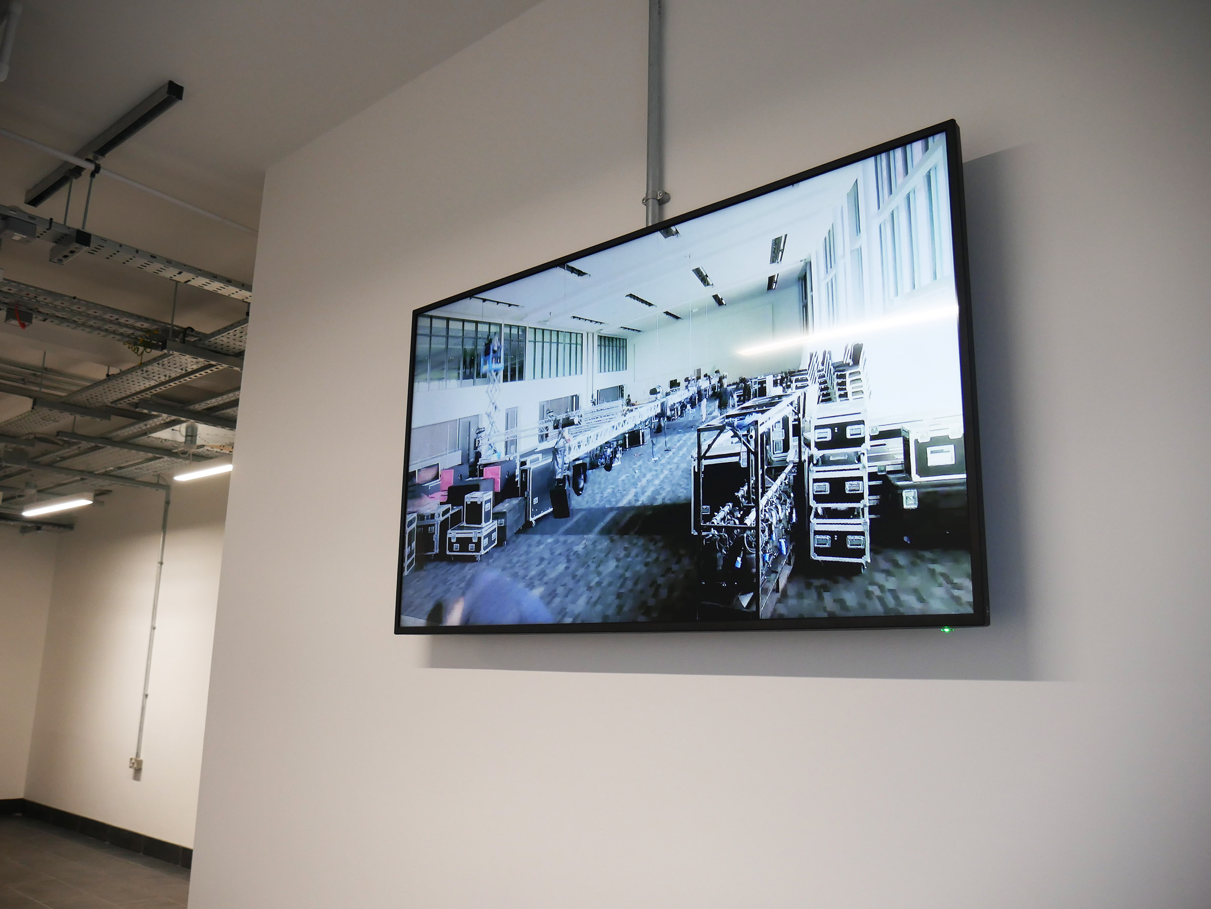 large screen on a wall of a workplace