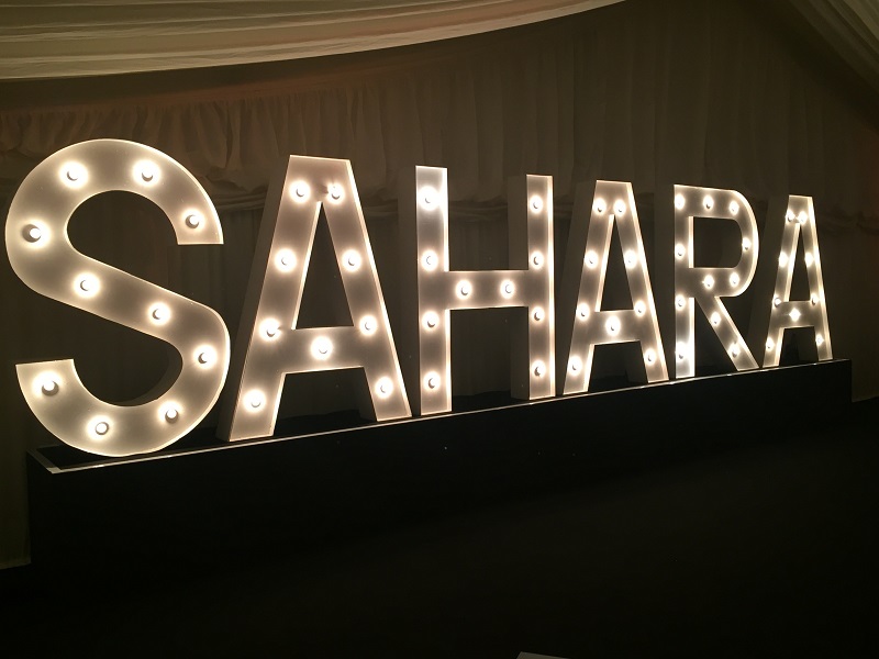 SAHARA av showcase 3d letters lit up